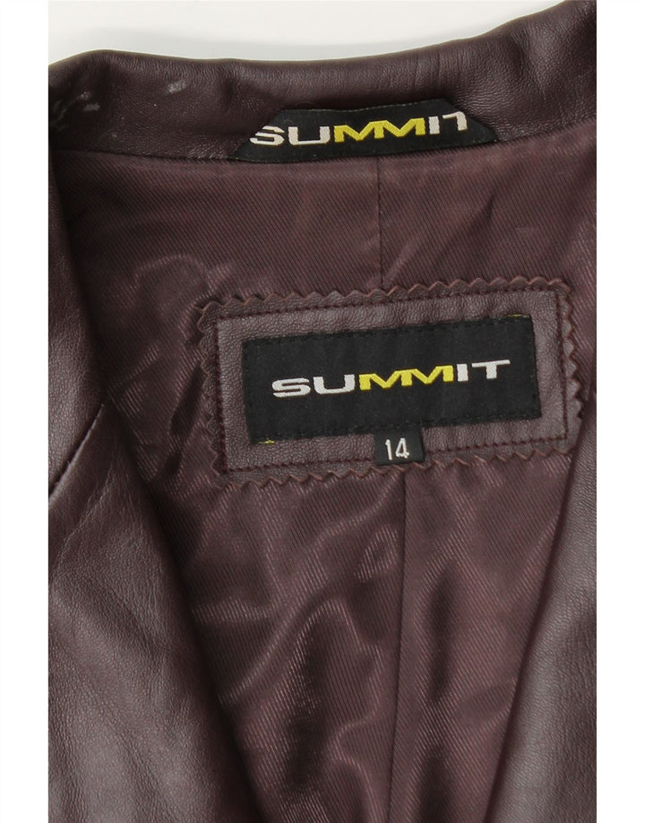 Damska marynarka skórzana Summit z 3 guzikami, UK 14, średnia, bordowa skóra