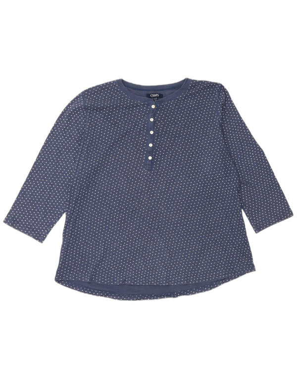 Chaps Womens Top 3/4 Sleeve UK 18 XL Navy Blue Spotted Cotton