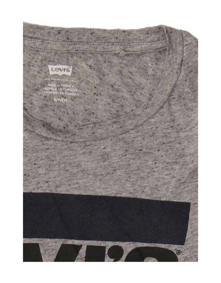 LEVI'S Womens Graphic T-Shirt Top UK 10 Small Grey Flecked Vintage Levi's and Second-Hand Levi's from Messina Hembry 