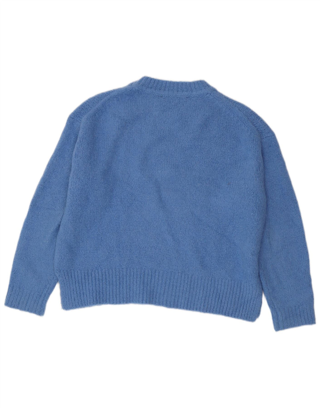 Damski sweter oversize Zara z okrągłym dekoltem UK 14, średni niebieski akryl