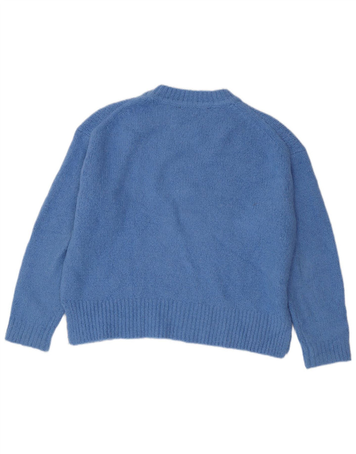 Damski sweter oversize Zara z okrągłym dekoltem UK 14, średni niebieski akryl