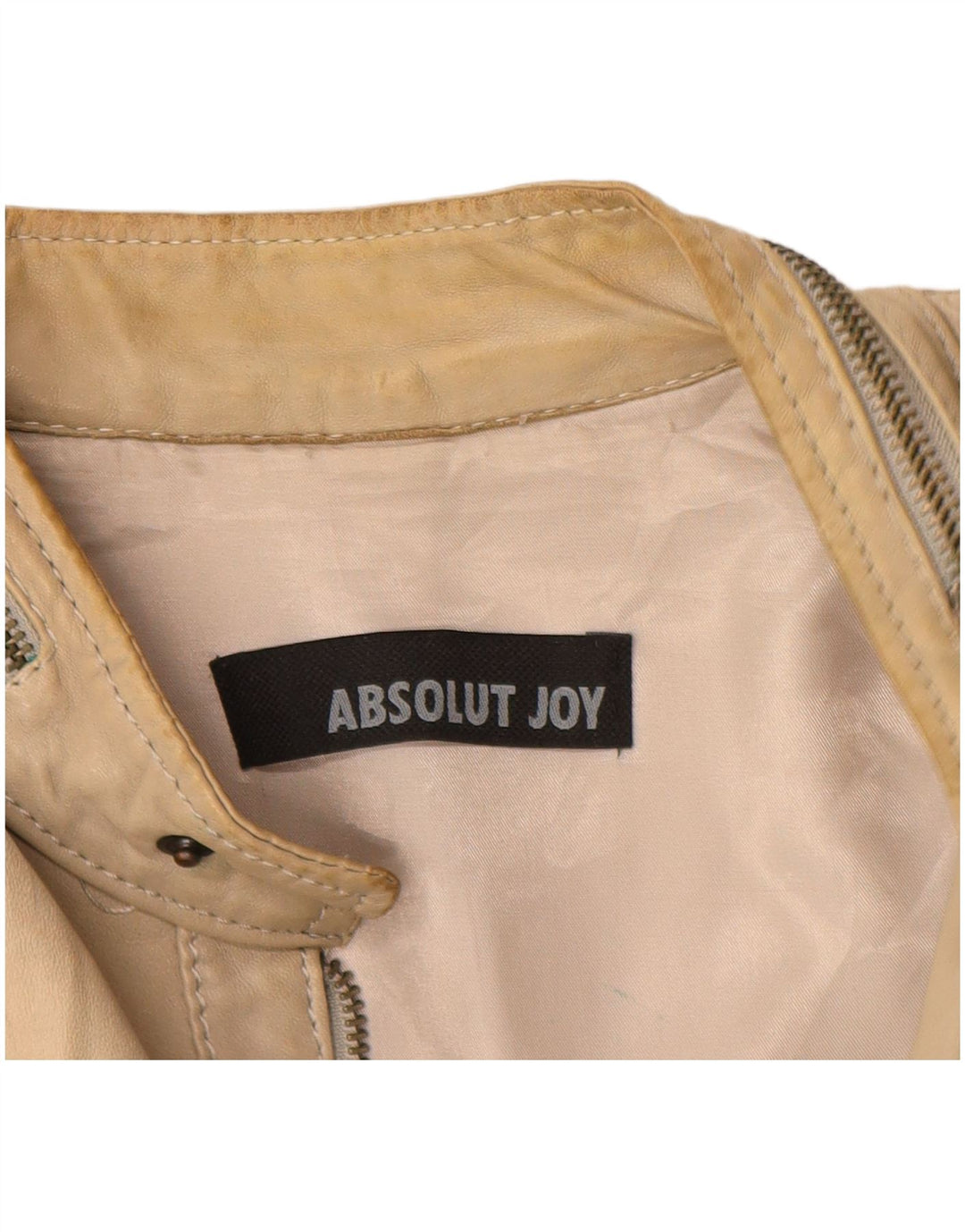 Vintage damska kurtka skórzana UK 16 duża beżowa skóra