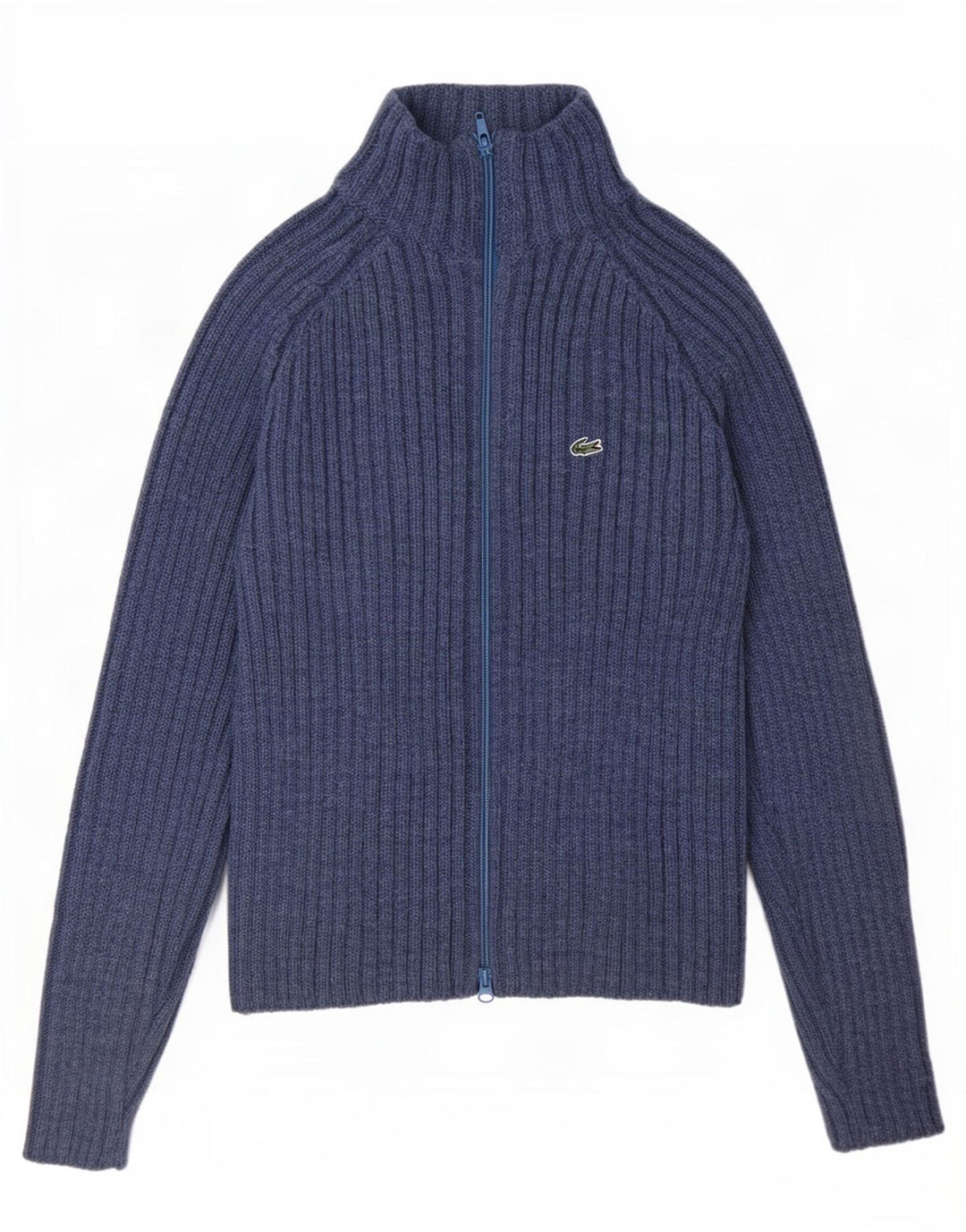 Lacoste Damski sweter rozpinany o regularnym kroju, rozmiar 38, średni niebieski, wełniany