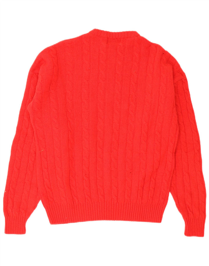 Vintage męski sweter z okrągłym dekoltem IT 50, średnia czerwona wełna