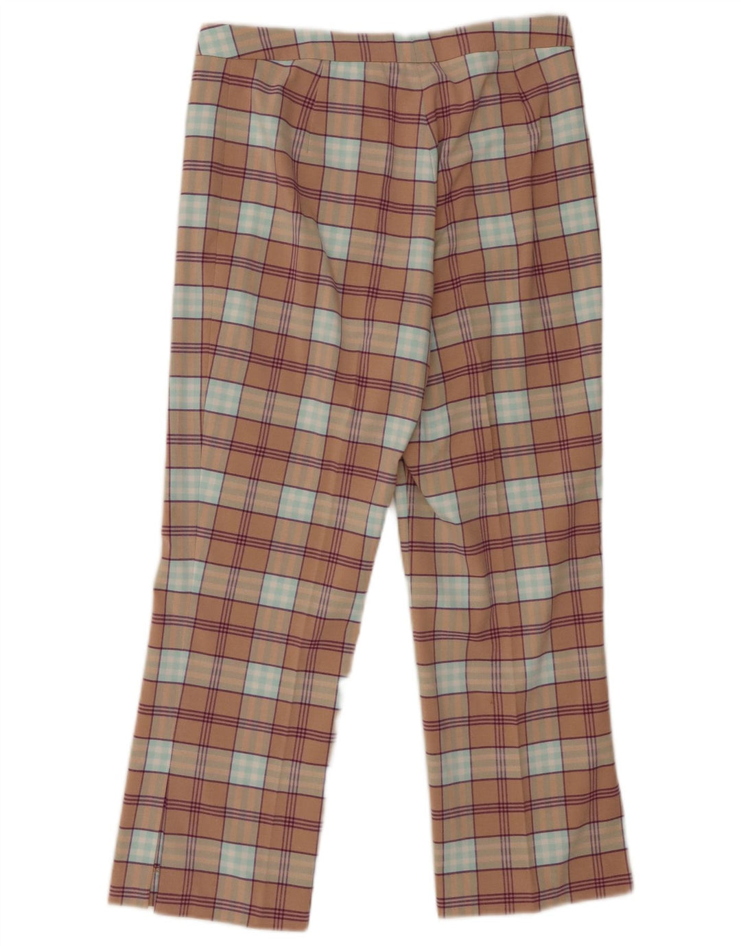 VINTAGE Womens Straight Suit Trousers EU 40 Medium W32 L26 Beige Check