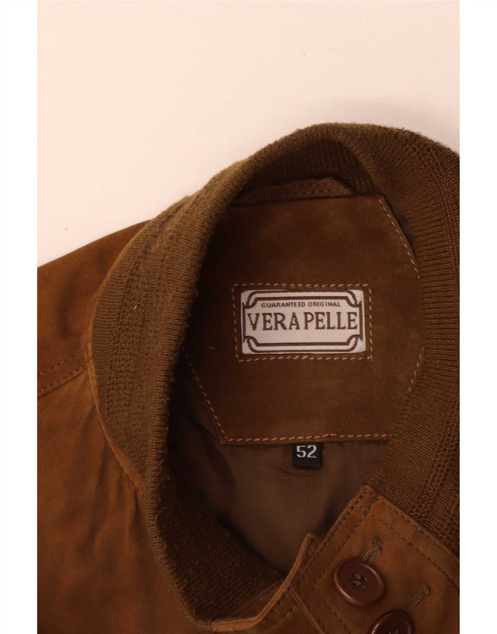 Vintage męska zamszowa kurtka bomber IT 52 XL brązowa skóra