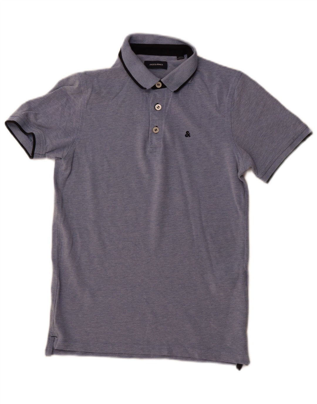 Męska koszulka polo JACK & JONES, mała, niebieska, bawełniana w cętki