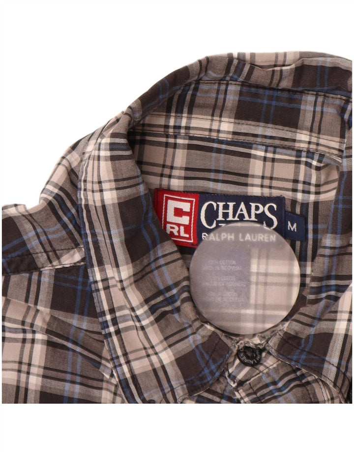 Męska koszula flanelowa Chaps Ralph Lauren w średnią szarą kratkę, bawełniana