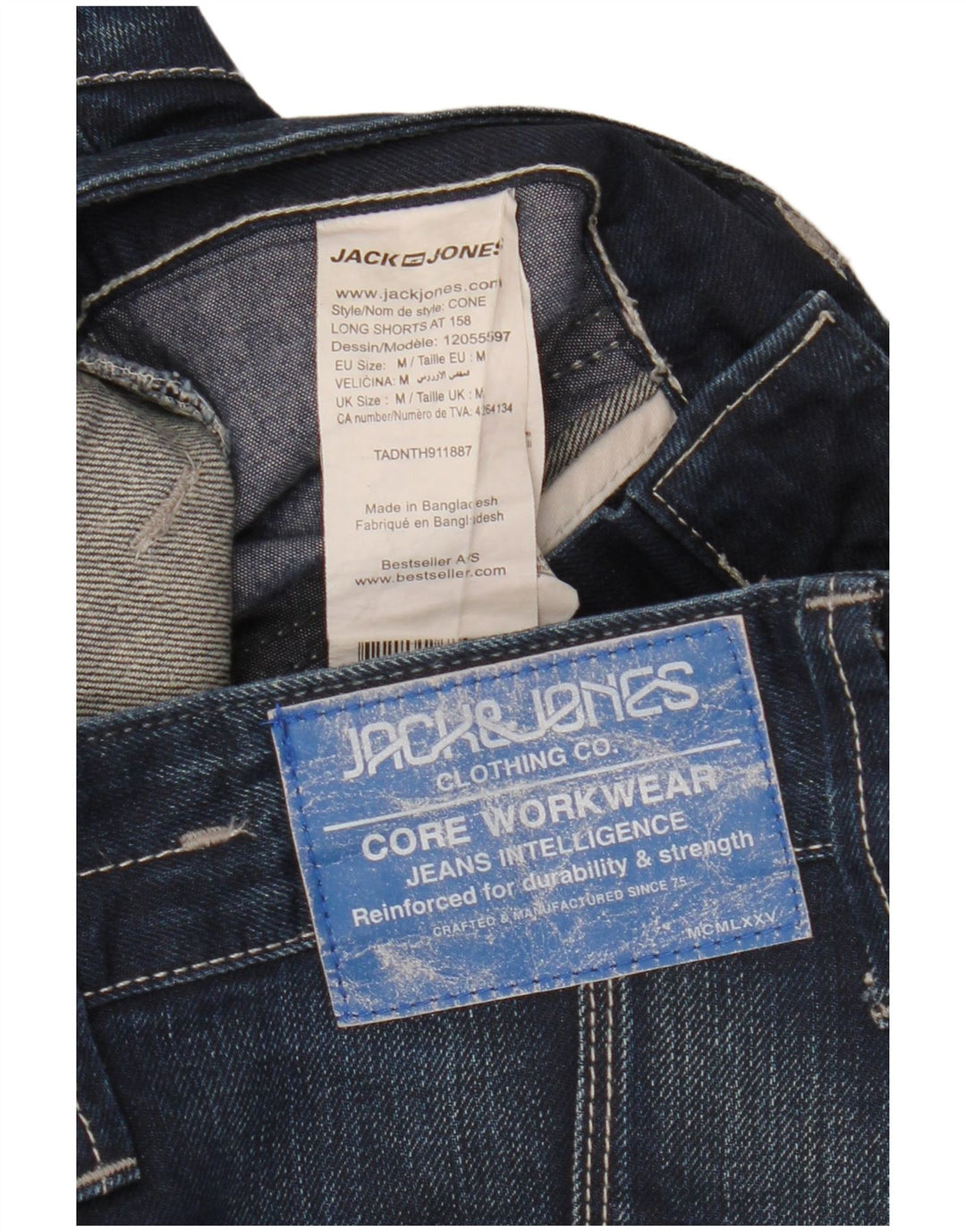 Męskie spodenki jeansowe Jack & Jones Cargo, średnie W32, granatowe, bawełniane