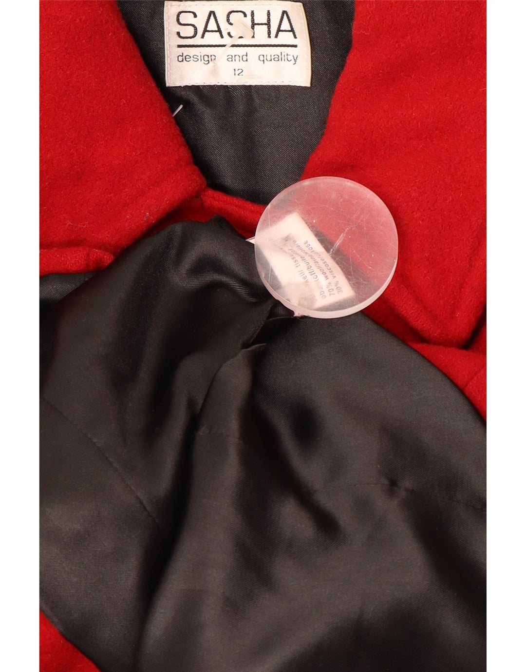 Dwurzędowy płaszcz damski SASHA UK 12, średni czerwony wełniany