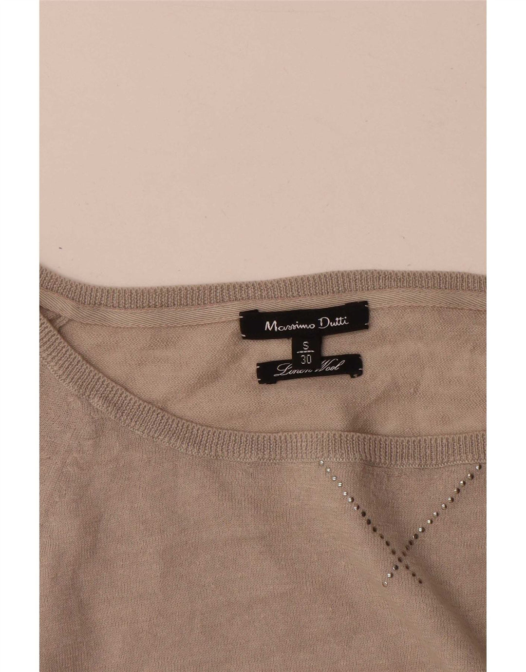 Sweter damski Massimo Dutti z dekoltem w łódkę, UK 10, mały, beżowy, wełniany