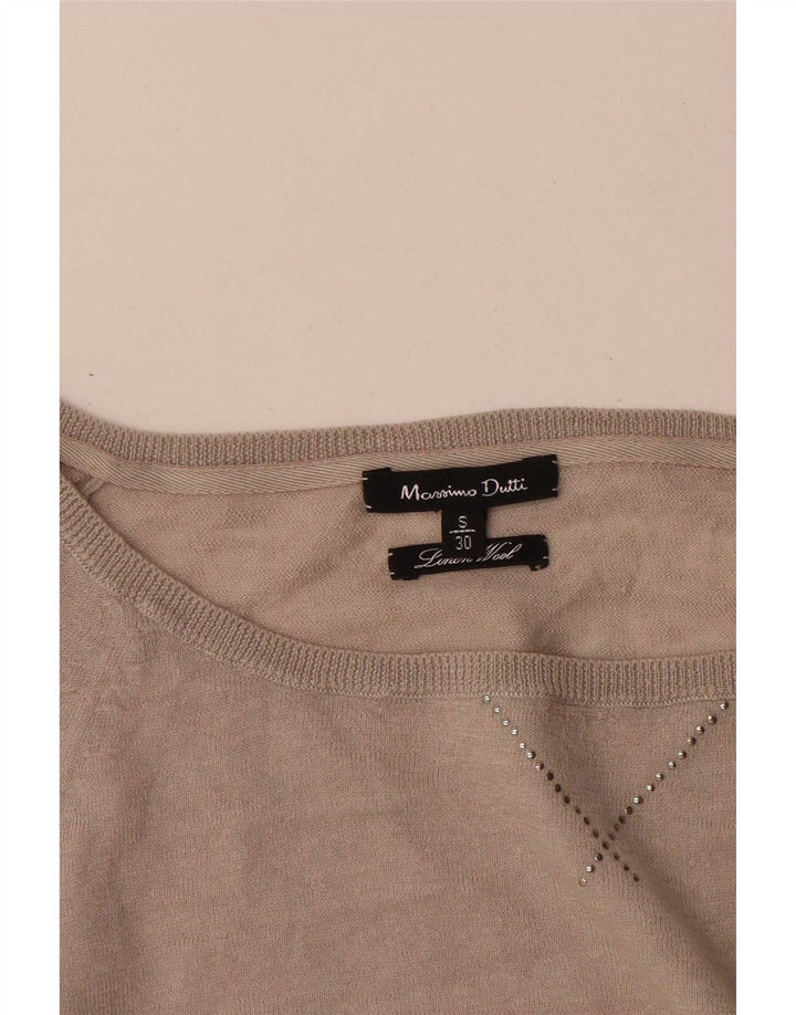 Sweter damski Massimo Dutti z dekoltem w łódkę, UK 10, mały, beżowy, wełniany
