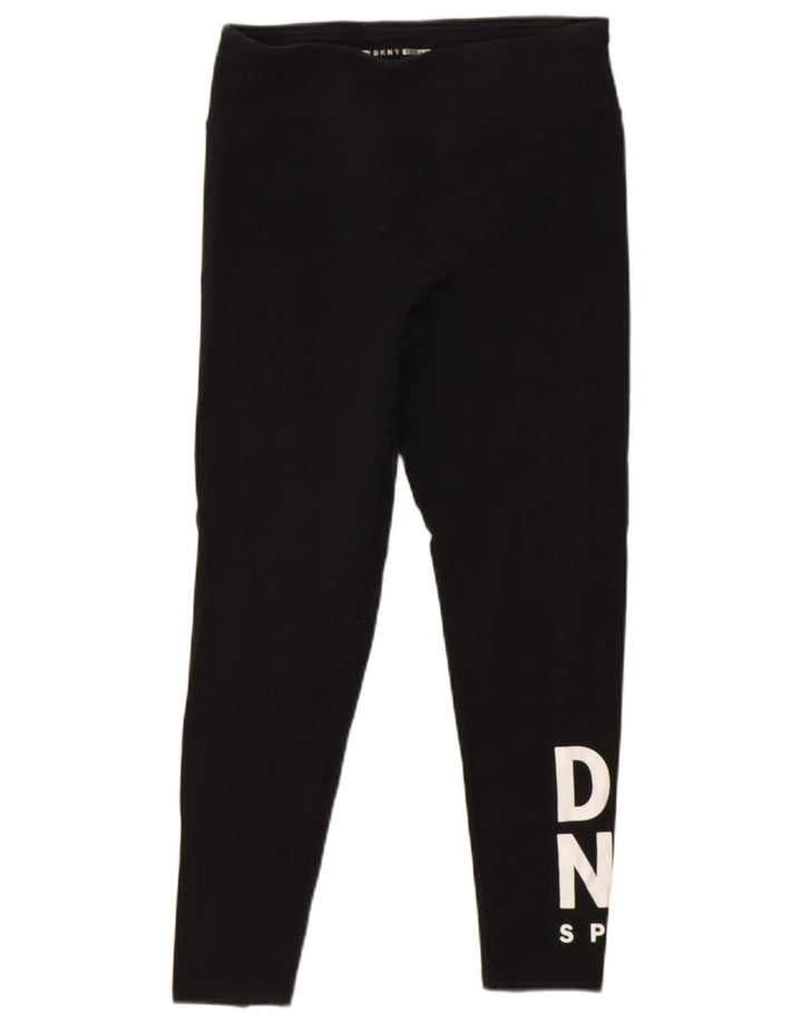 Damskie legginsy graficzne DKNY UK 12, średnie czarne