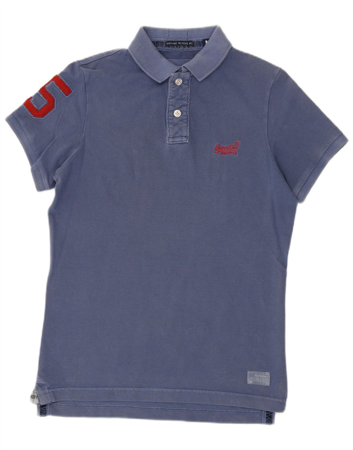 Męska koszulka polo Superdry z grafiką, średnia niebieska, bawełniana