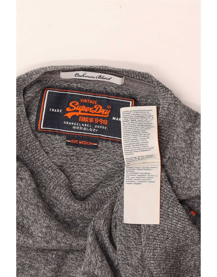 Męski sweter Superdry z dekoltem w łódkę, średnioszary, bawełniany