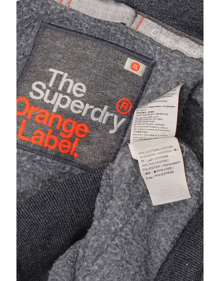SUPERDRY Męski sweter z kapturem i zamkiem XL, granatowy, bawełniany