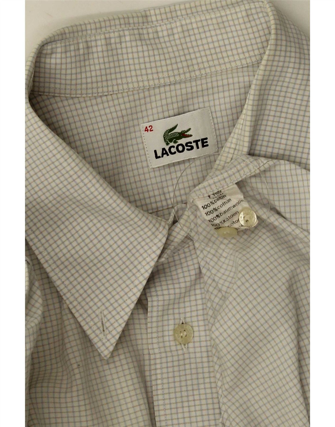 Koszula męska z krótkim rękawem Lacoste, rozmiar 42, duża, bawełniana w białą kratkę