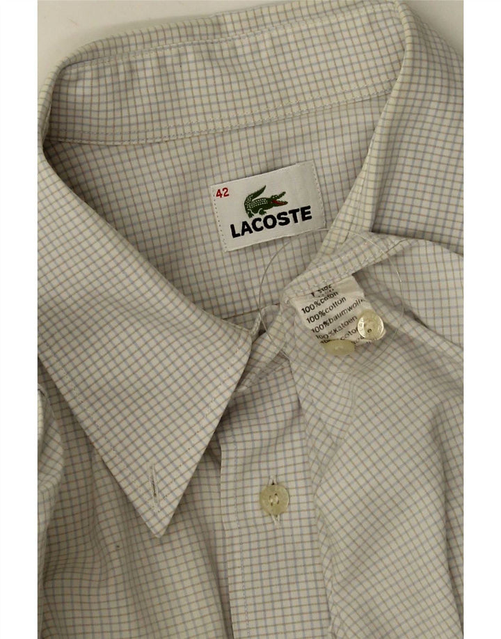 Koszula męska z krótkim rękawem Lacoste, rozmiar 42, duża, bawełniana w białą kratkę