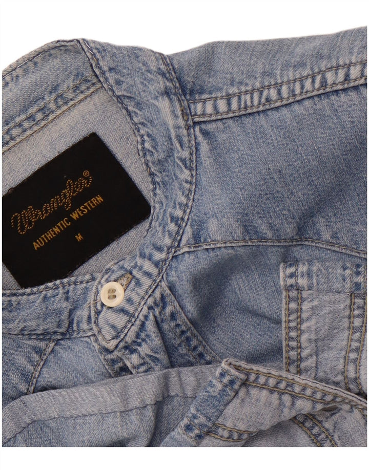 Męska koszula dżinsowa z krótkim rękawem Wrangler, kolor średni niebieski