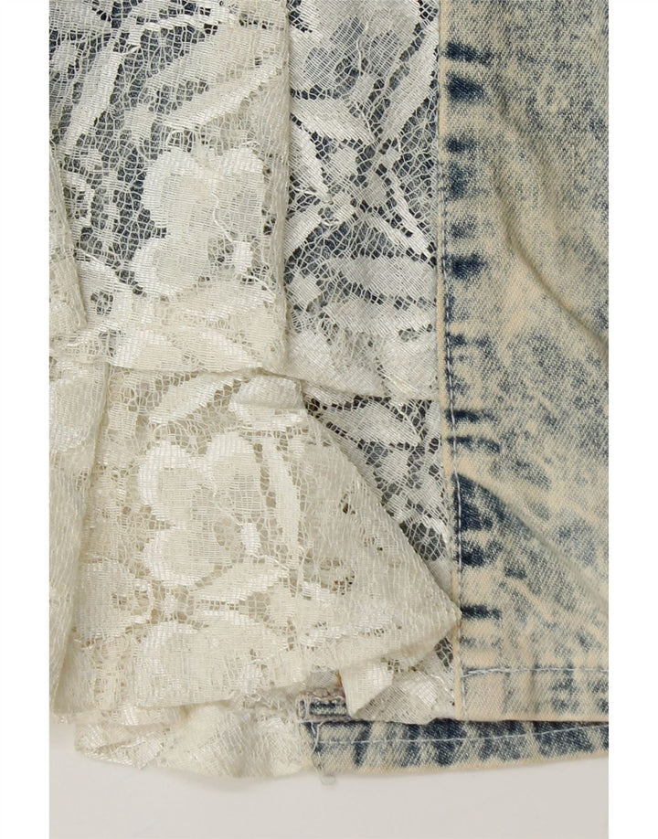 Damska spódnica dżinsowa w stylu vintage IT 42 Medium W26 Niebieskie kwiaty