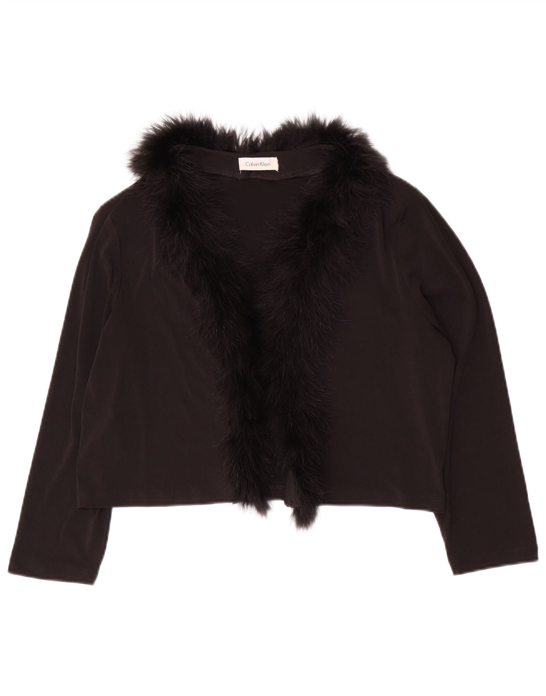 CALVIN KLEIN Bolero damskie z rękawem 3/4, UK 14, duże, czarne, poliestrowe