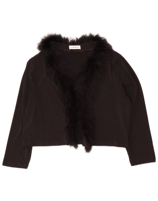 CALVIN KLEIN Bolero damskie z rękawem 3/4, UK 14, duże, czarne, poliestrowe