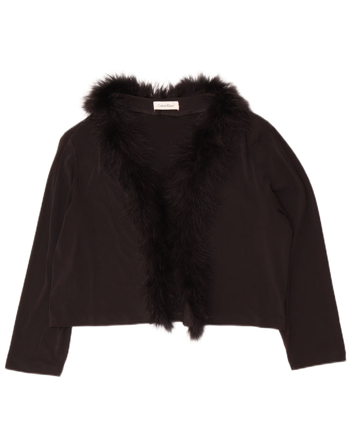 CALVIN KLEIN Bolero damskie z rękawem 3/4, UK 14, duże, czarne, poliestrowe