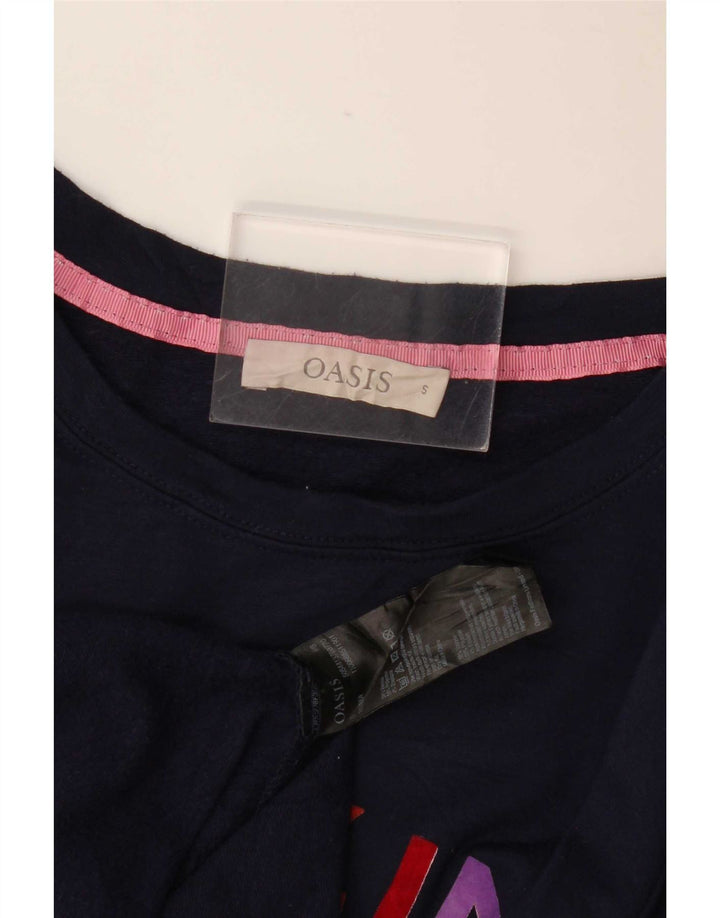 Damski sweter oversize Oasis Graphic UK 10, mały, granatowy