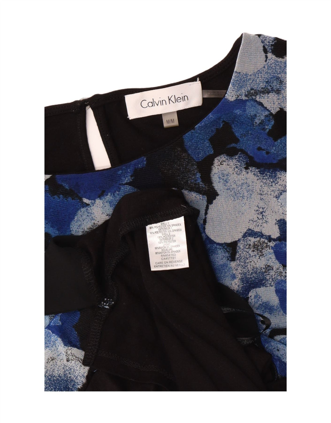 CALVIN KLEIN Womens Sleeveless Blouse Top UK 14 Medium Blue Floral Vintage Calvin Klein and Second-Hand Calvin Klein from Messina Hembry 