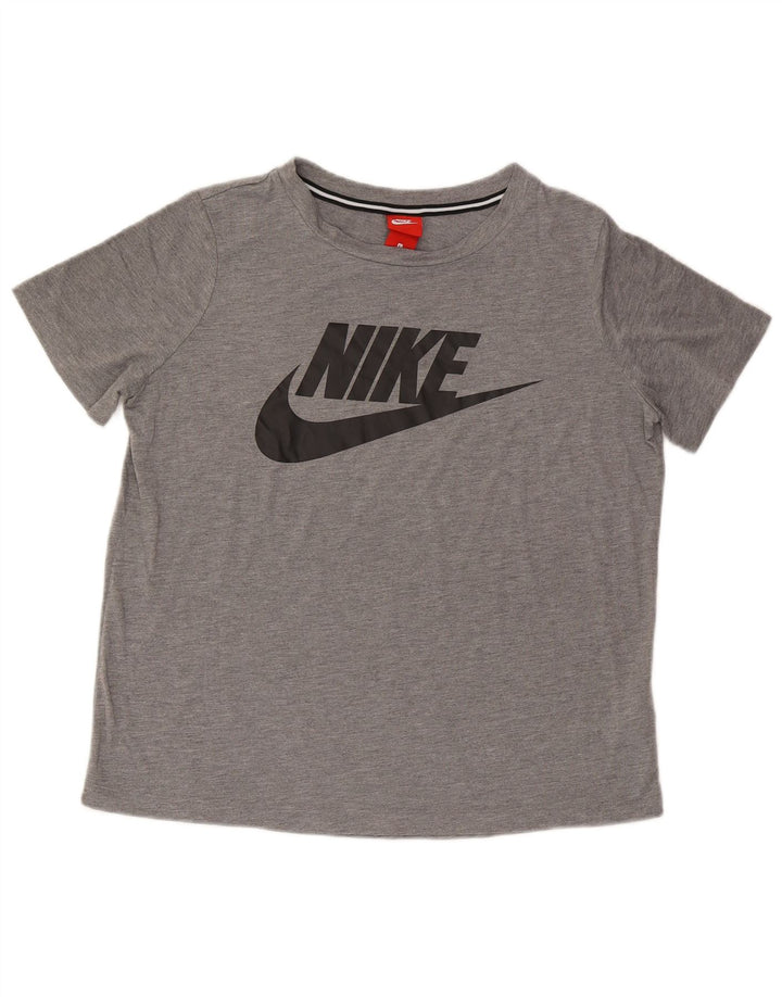 Damska koszulka z grafiką Nike Top UK 16, duża, szara, poliestrowa