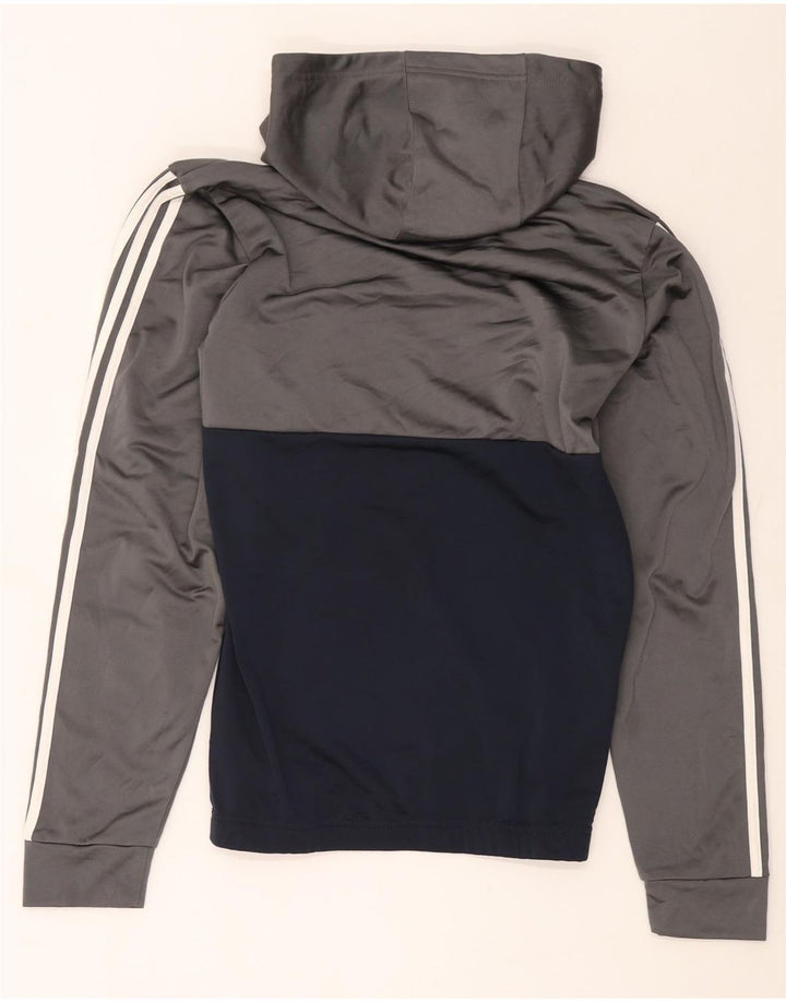 Męska bluza z kapturem Adidas, mała, szara, z blokami kolorów, poliester