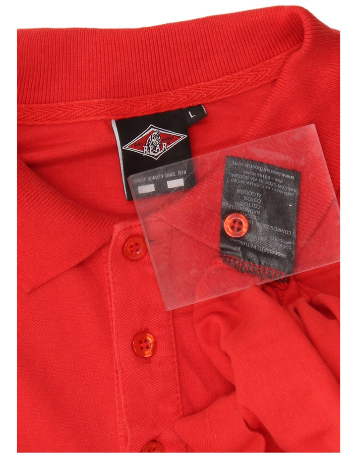 BEAR Mens Polo Shirt Large Red Cotton