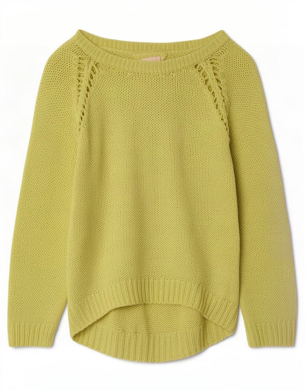 Damski sweter Zara z dekoltem w łódkę UK 14 Średni zielony akryl