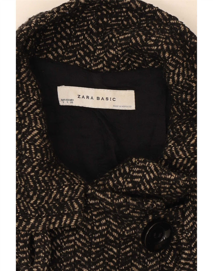 Dwurzędowy płaszcz damski Zara UK 10 Small Grey w jodełkę