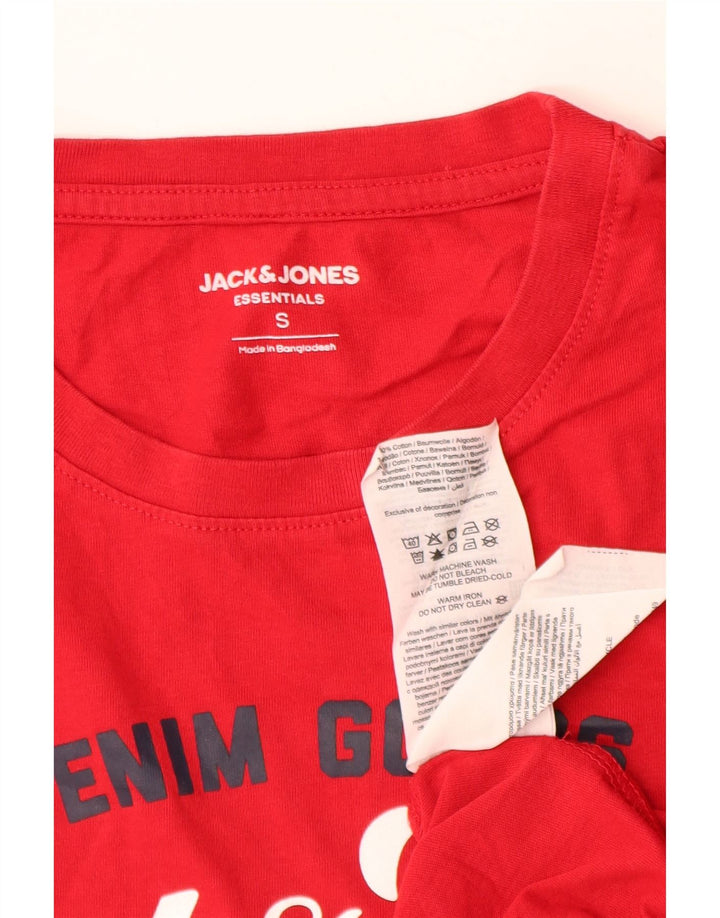 Męski T-shirt z grafiką JACK & JONES, mały, czerwony, bawełniany