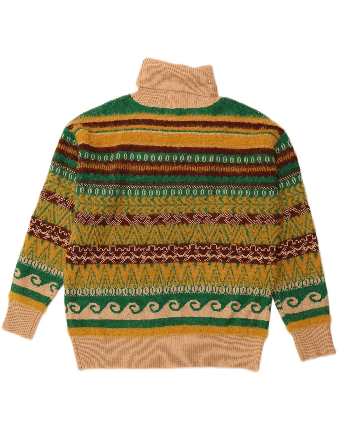 VINTAGE Męski sweter z wywijanym dekoltem, duży, wielokolorowy Fair Isle