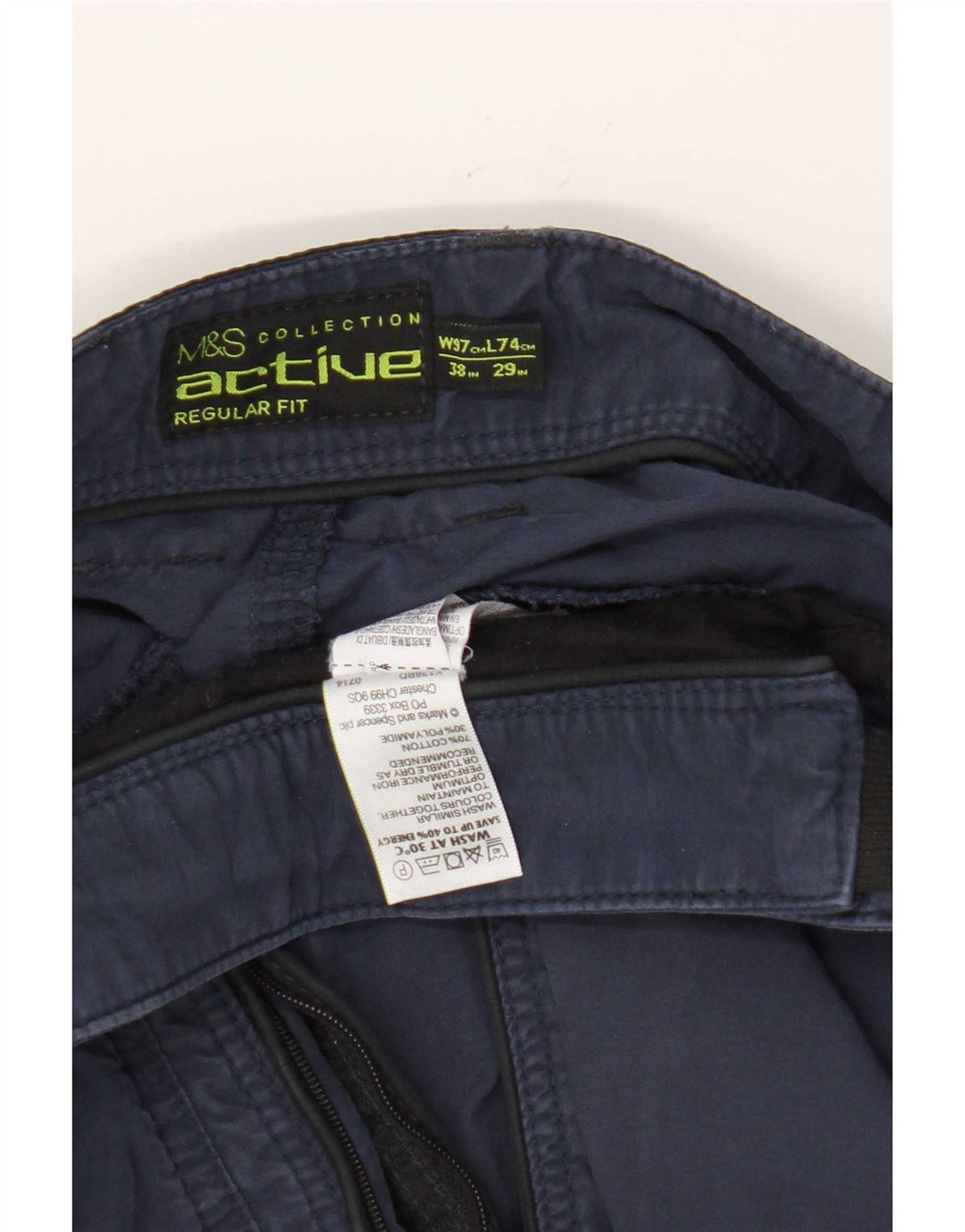 Marks & Spencer Męskie spodnie cargo o prostym kroju o regularnym kroju W38 L29 granatowe