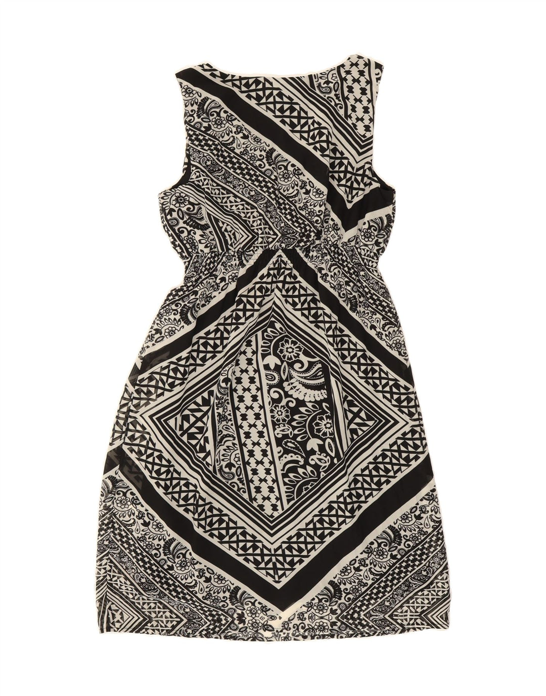 MOSSIMO Womens Sleeveless A-Line Dress UK 12 Medium Black Paisley Vintage Mossimo and Second-Hand Mossimo from Messina Hembry 