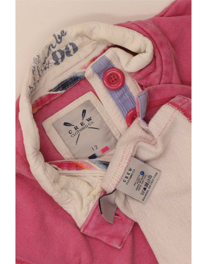 Crew Clothing Damska bluza z dekoltem w serek, UK 12, średnia różowa bawełna