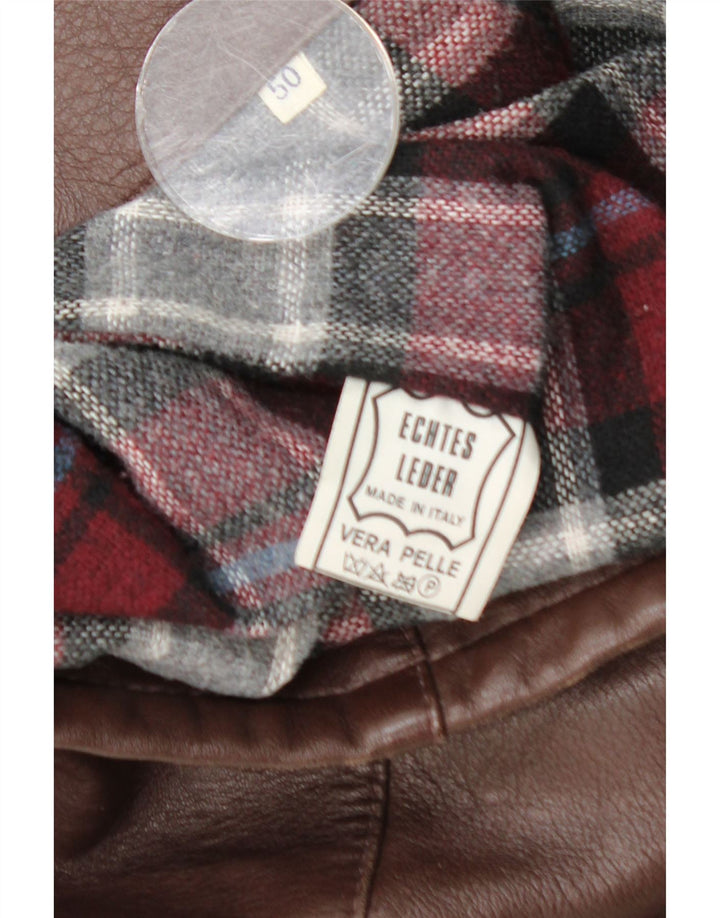 Vintage męska kurtka skórzana z paskiem EU 50, duża brązowa skóra