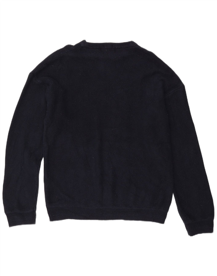 CHAPS RALPH LAUREN Męski sweter z dekoltem w łódkę XL, granatowy, w jodełkę