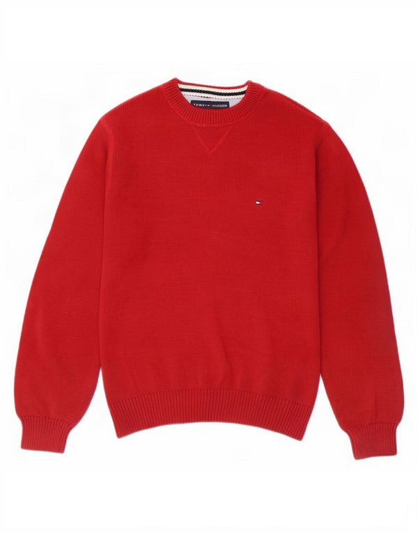 Męski sweter z okrągłym dekoltem Tommy Hilfiger XS, czerwony, bawełniany