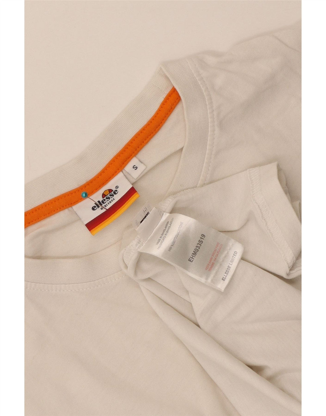 Męski T-shirt Ellesse Heritage z grafiką, mały, biały, bawełniany