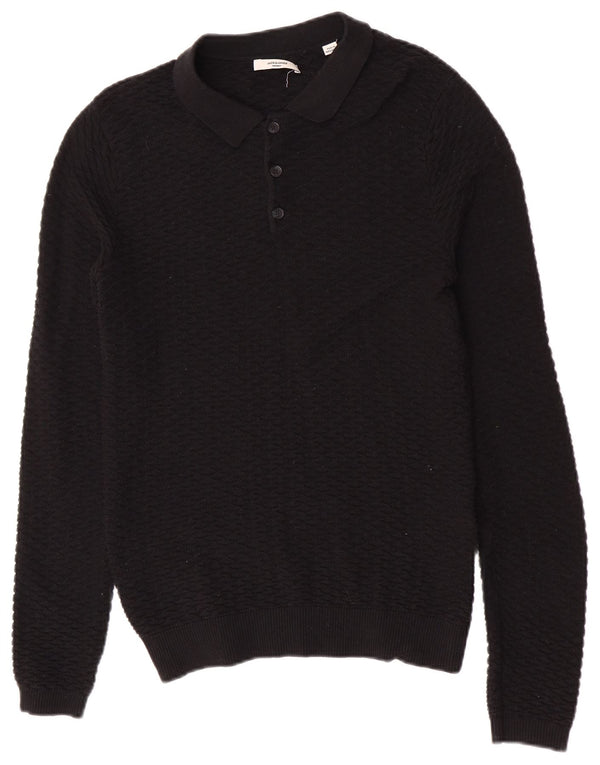 Męski sweter polo Jack & Jones XS, czarny, bawełniany