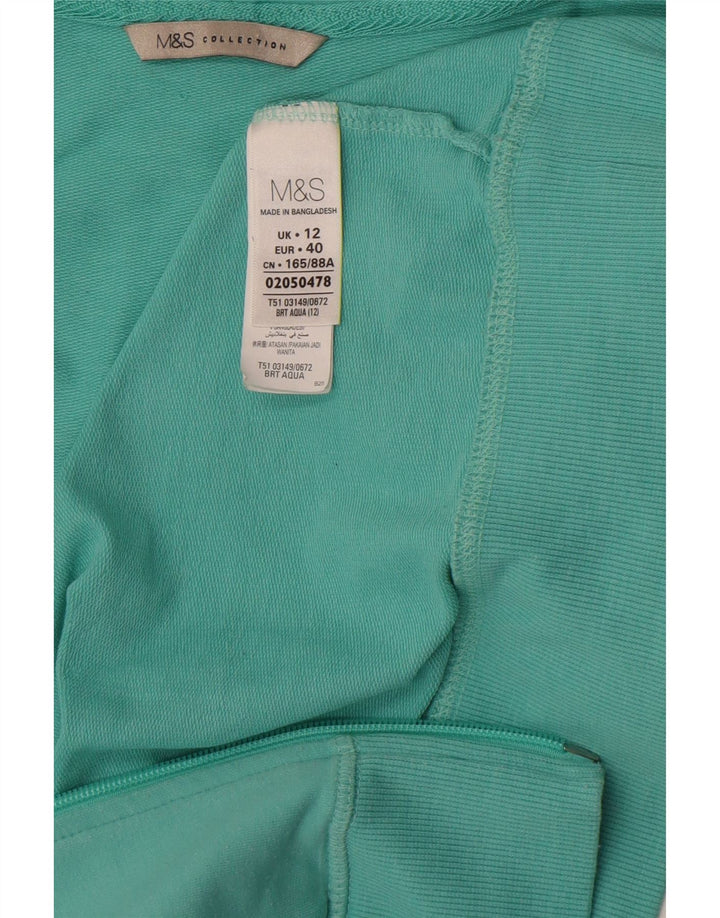 Marks & Spencer Damski sweter z kapturem i zamkiem, UK 12, średni turkusowy bawełniany