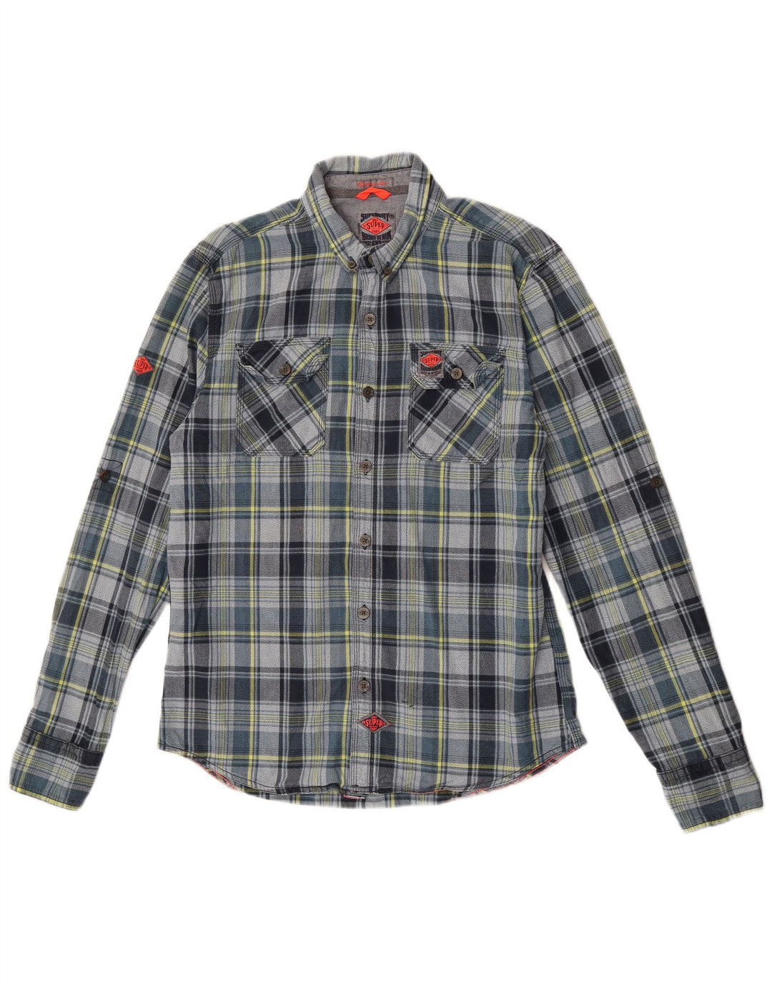 Męska koszula flanelowa Superdry 2XL, bawełniana, szara krata