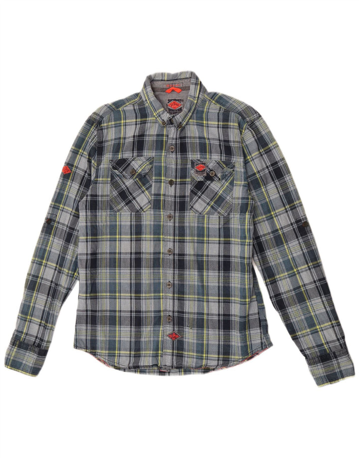 Męska koszula flanelowa Superdry 2XL, bawełniana, szara krata