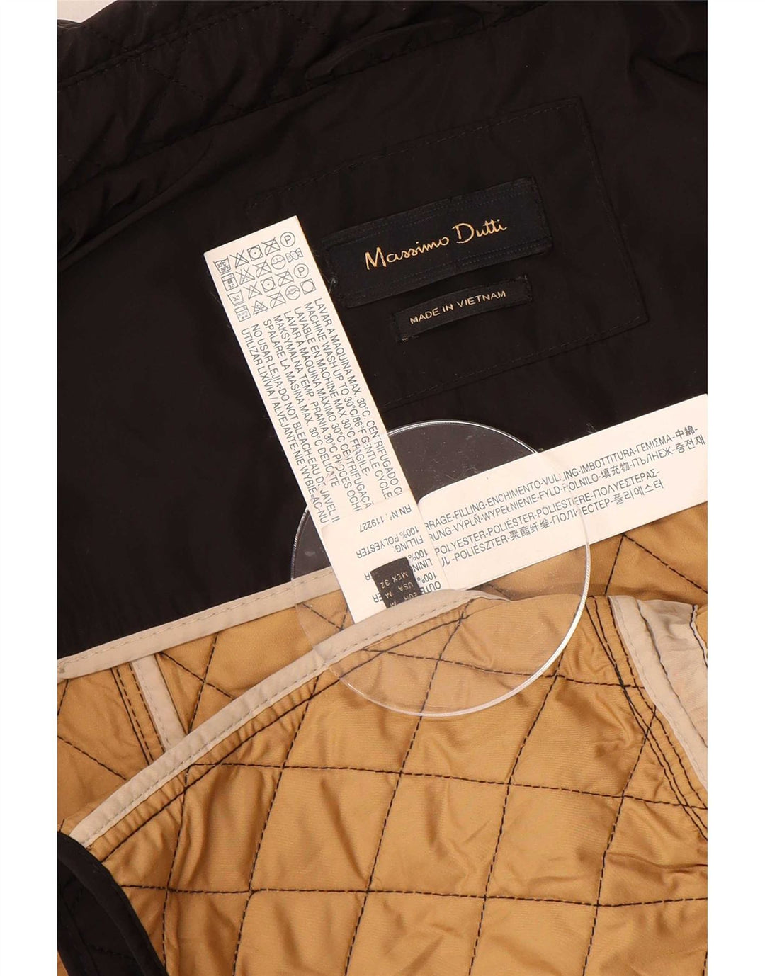 Damska pikowana kurtka Massimo Dutti UK 14, średni czarny poliester