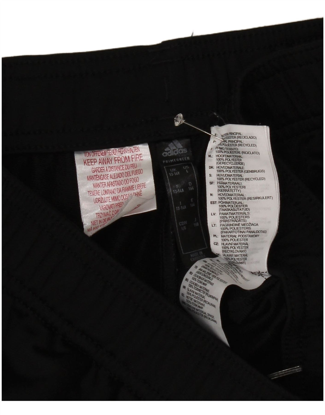 Chłopięce spodnie dresowe Adidas Primegreen 13-14 lat, duże, czarne, poliestrowe