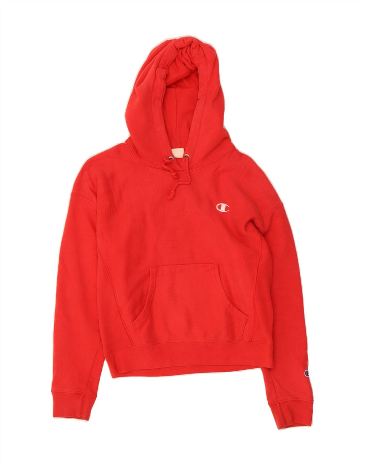 CHAMPION Womens Oversized Hoodie Jumper UK 10 Small Red Vintage Champion and Second-Hand Champion from Messina Hembry 